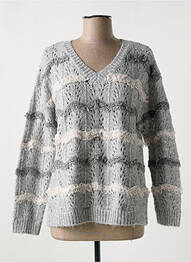 Pull tissage chiné manches longues gris TRIPODE femme