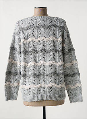 Pull tissage chiné manches longues gris TRIPODE femme