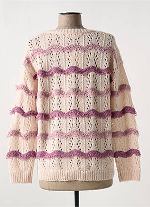 Pull tissage chiné manches longues rose TRIPODE femme