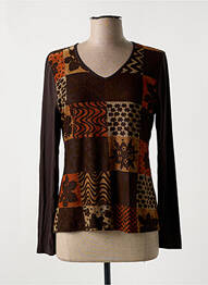 T-shirt manches longues manches longues marron GUY DUBOUIS femme