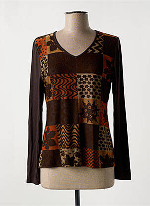 T-shirt manches longues manches longues marron GUY DUBOUIS femme