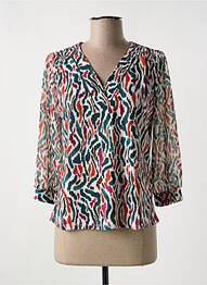 Blouse imprimé fantaisie manches 3/4 vert CHRISTINE LAURE femme