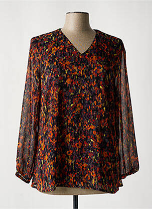 Blouse légère et transparente manches longues orange GEVANA femme