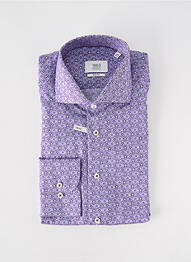 Chemise manches longues imprimé fantaisie violet ETERNA homme