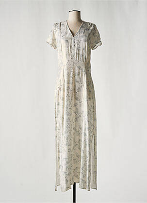 Robe longue imprimé fantaisie manches courtes blanc EVA KAYAN femme