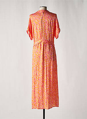 Robe longue tissage popeline manches courtes orange EVA KAYAN femme