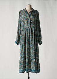 Robe longue manches longues manches longues bleu LAUREN VIDAL femme