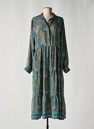 Robe longue manches longues manches longues bleu LAUREN VIDAL femme