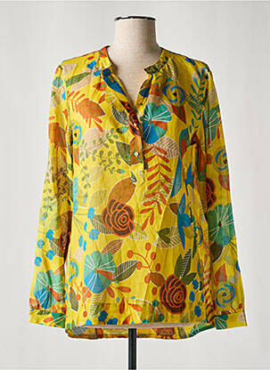 Blouse légère et transparente manches longues jaune 0039 ITALY femme