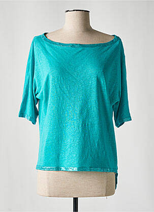 Top coupe fluide manches courtes bleu MAYJUNE femme