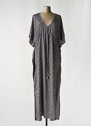 Robe longue col v manches 3/4 gris LARA-ETHNICS femme