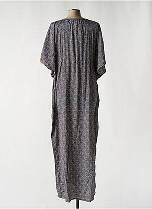 Robe longue col v manches 3/4 gris LARA-ETHNICS femme