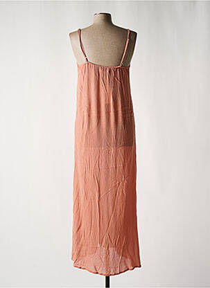 Robe longue tissage crêpe fines bretelles rose LARA-ETHNICS femme