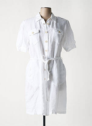 Robe courte manches courtes manches courtes blanc 120% LINO femme