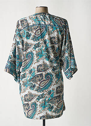 Veste kimono col cache-coeur bleu LARA-ETHNICS femme