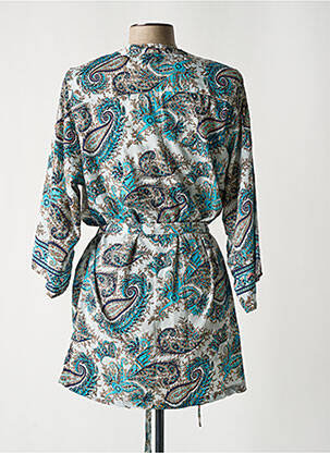 Veste kimono col cache-coeur bleu LARA-ETHNICS femme
