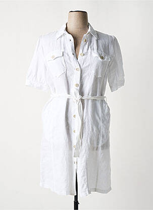 Robe courte manches courtes manches courtes blanc 120% LINO femme