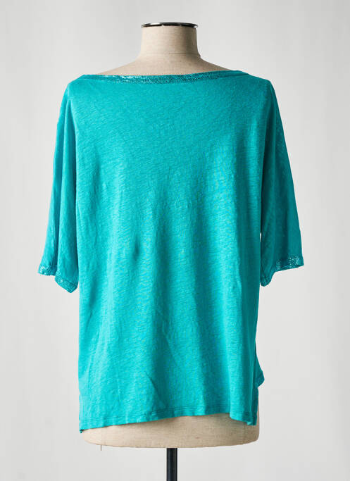 Top coupe fluide manches courtes bleu MAYJUNE femme