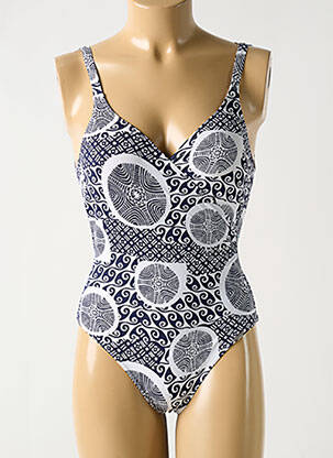 Maillot de bain 1 pièce imprimé fantaisie haut soutien-gorge moulé bleu GRAIN DE SABLE femme