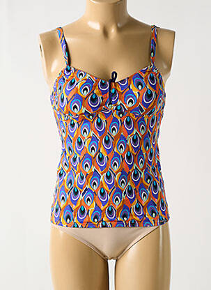 Haut de maillot de bain stretch haut soutien-gorge avec mousse de rembourrage amovible bleu GRAIN DE SABLE femme