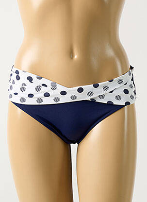 Bas de maillot de bain effet matière satinée culotte bleu GRAIN DE SABLE femme