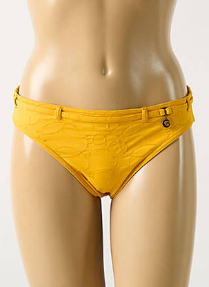Bas de maillot de bain effet matière satinée culotte jaune GRAIN DE SABLE femme
