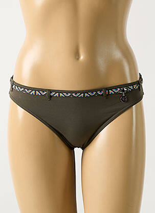 Bas de maillot de bain effet matière satinée culotte vert GRAIN DE SABLE femme