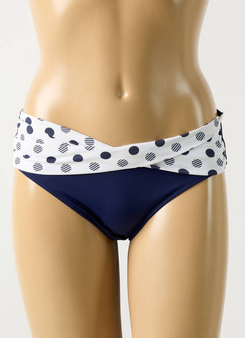 Bas de maillot de bain effet matière satinée culotte bleu GRAIN DE SABLE femme
