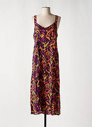 Robe longue imprimé fantaisie fines bretelles violet B.YOUNG femme