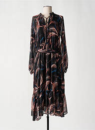 Robe mi-longue imprimé fantaisie manches longues noir MOLLY BRACKEN femme