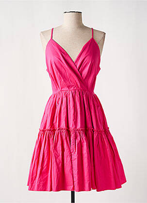 Robe courte fermeture zippée au dos fines bretelles rose LILI SIDONIO femme