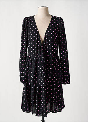 Robe mi-longue manches longues manches longues noir ICHI femme