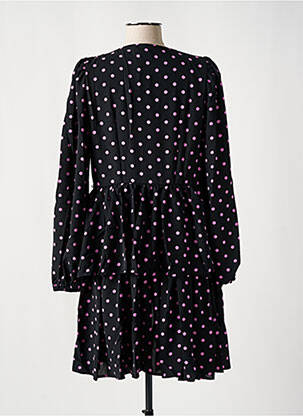 Robe mi-longue manches longues manches longues noir ICHI femme