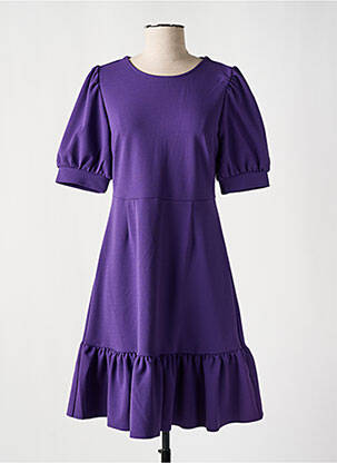 Robe mi-longue tissage crêpe manches courtes violet B.YOUNG femme