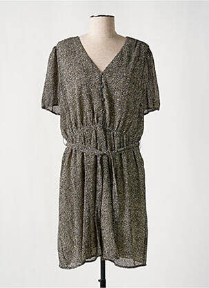 Robe mi-longue imprimé fantaisie manches courtes noir TEDDY SMITH femme