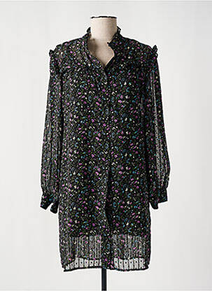 Robe courte imprimé fleurs manches longues noir MOLLY BRACKEN femme