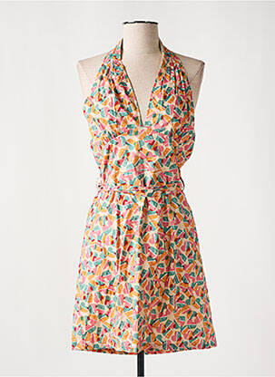 Robe courte coupe cintrée fines bretelles orange LILI SIDONIO femme