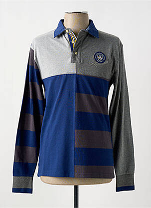 Polo manches longues manches longues bleu BLACK WELLIS homme