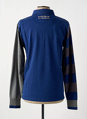 Polo manches longues manches longues bleu BLACK WELLIS homme