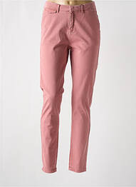 Pantalon chino tissage popeline taille normale rose ICHI femme