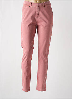 Pantalon chino tissage popeline taille normale rose ICHI femme