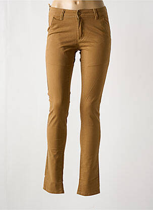 Pantalon chino tissage popeline taille normale marron LEEYO JEANS femme