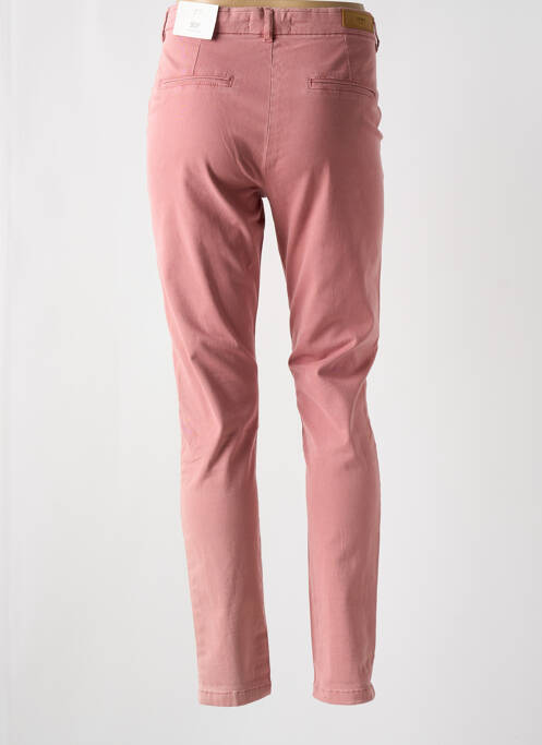 Pantalon chino tissage popeline taille normale rose ICHI femme