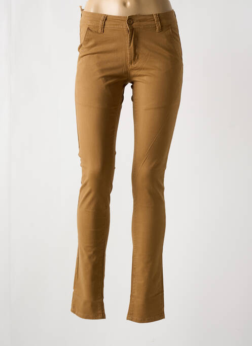 Pantalon chino tissage popeline taille normale marron LEEYO JEANS femme