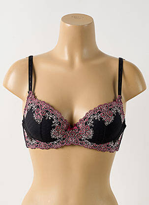 Soutien-gorge effet matière satinée haut soutien-gorge moulé noir PIEGE femme