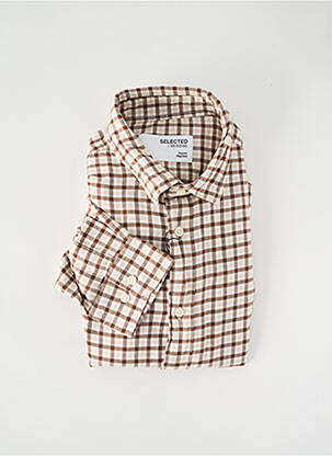 Chemise manches longues manches longues marron SELECTED homme
