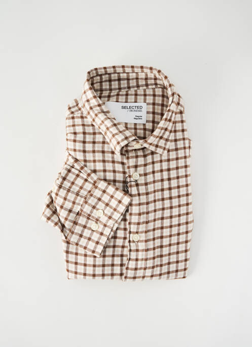 Chemise manches longues marron SELECTED pour homme