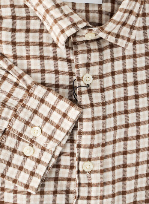 Chemise manches longues marron SELECTED pour homme