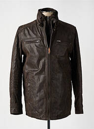 Veste en cuir coupe droite marron TIBET homme