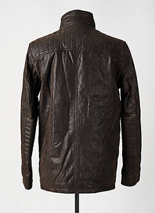 Veste en cuir coupe droite marron TIBET homme